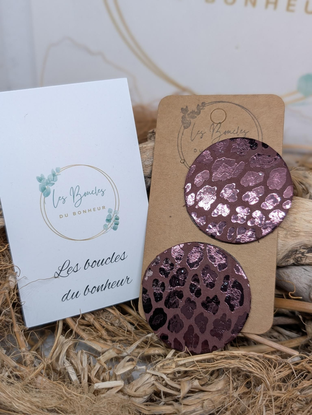 Boucles d&#039;oreilles Moon léopard chocolat bronze as036