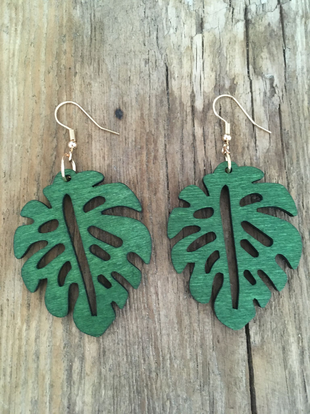 BOUCLES D'OREILLES BOIS "FEUILLES"