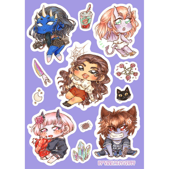 Original Art | Demon Babes Kiss-Cut Vinyl Sticker Sheet