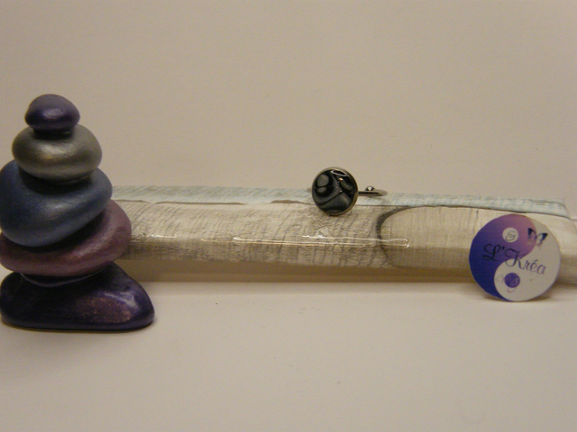 Cabochon Noir/Gris/Blanc nacré 2