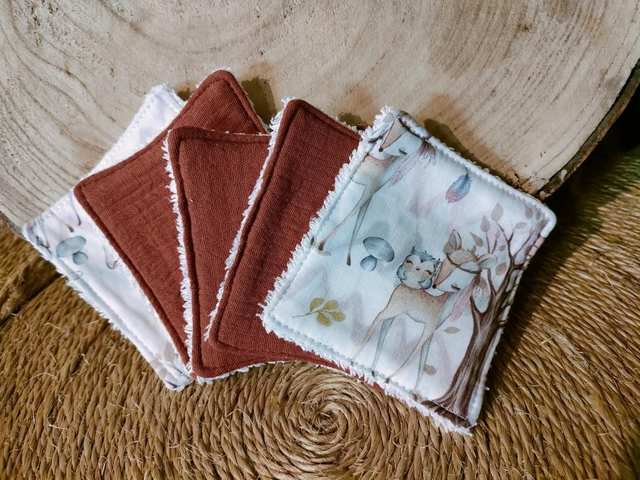 Lot de 5 lingettes thème forêt et brique 