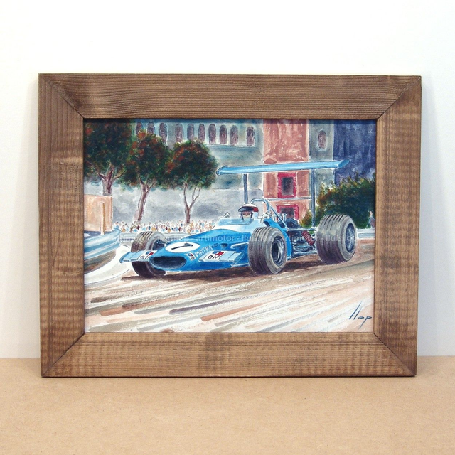 Artimotor enmarcado 28x35 - 1969 Jackie Stewart (Matra F1) Montjuic