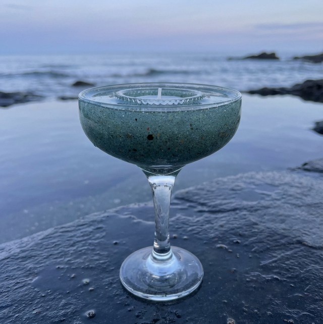 Glitter Martini Tea Light Holder - Light Green