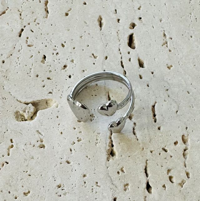 Ring hartjes zilver 