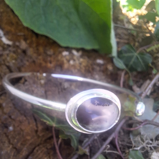 BANGLE  silver and moss agate
