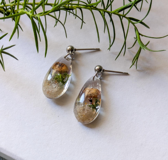 Pendientes de resina con setas