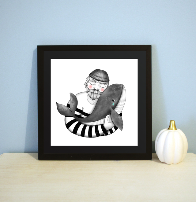 Print carré "Le marin et la baleine #1"