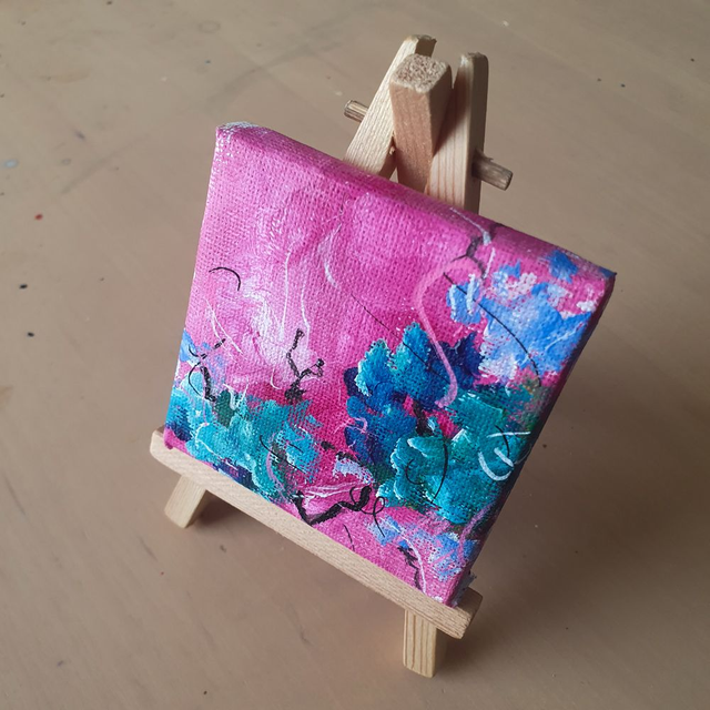 Mini-schilderij op ezeltje 001