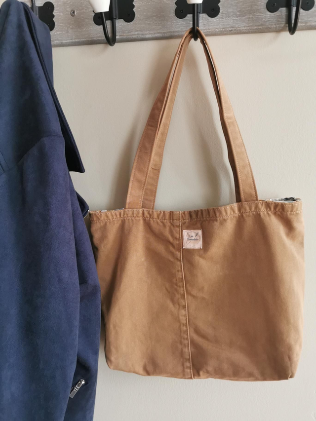 Sac cabas en jean chiné marron clair - Simplicité et élégance