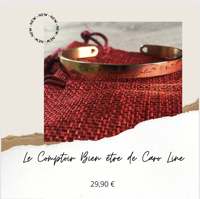 Bracelet joncs gravés avec message " Maman Jolie "
