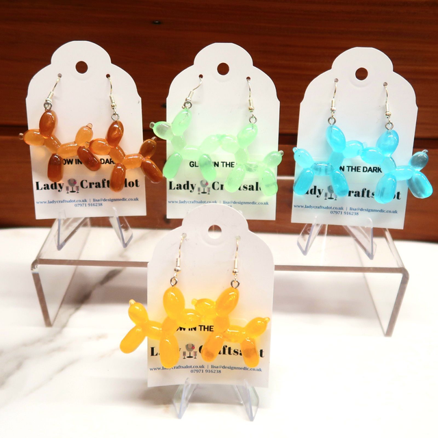 Glow in the Dark Balloon Dog Earrings