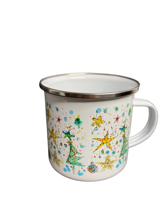 Emailletasse "Weihnachtssterne"