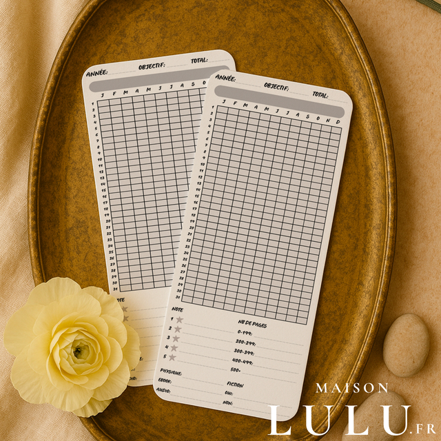 Marque page, Signet suivi lecture annuel et mensuel