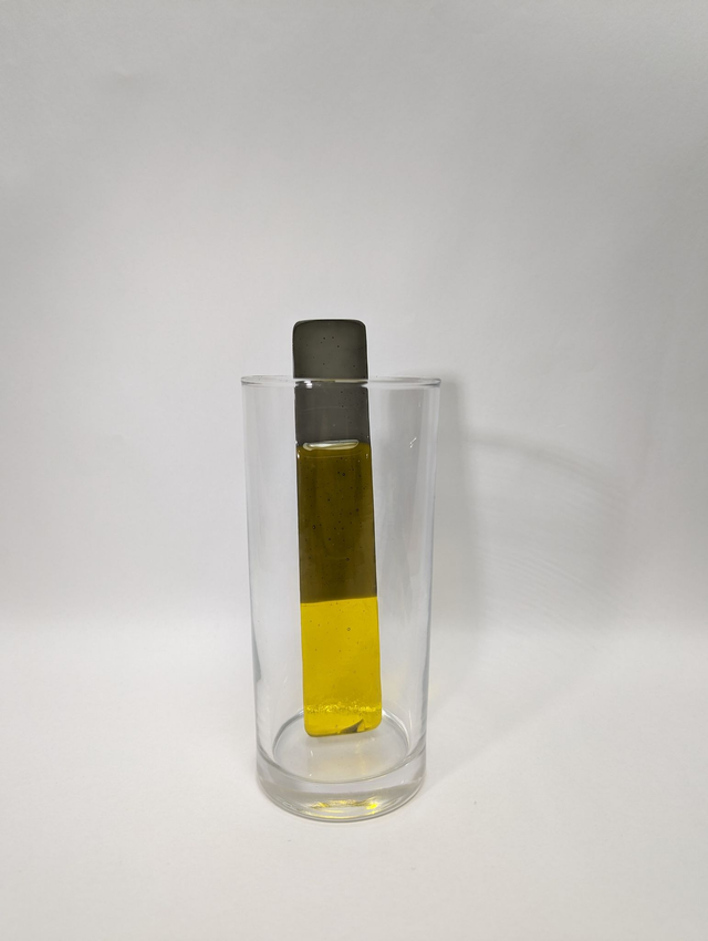 Touillette en verre fusionner gris et jaune