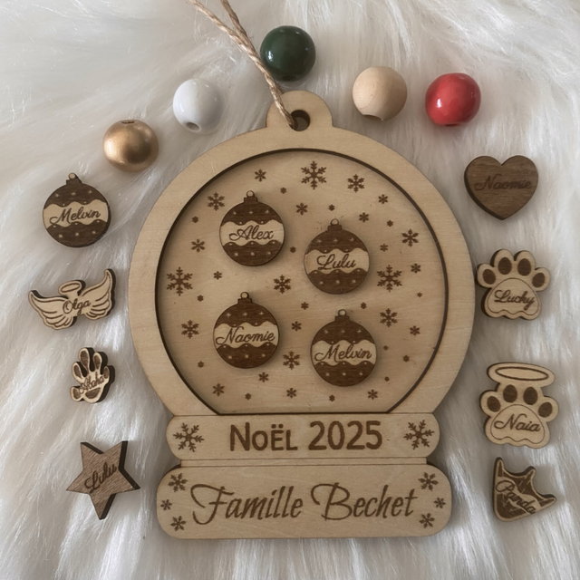 Boule de Noël famille - décorations sapin personnalisable 
