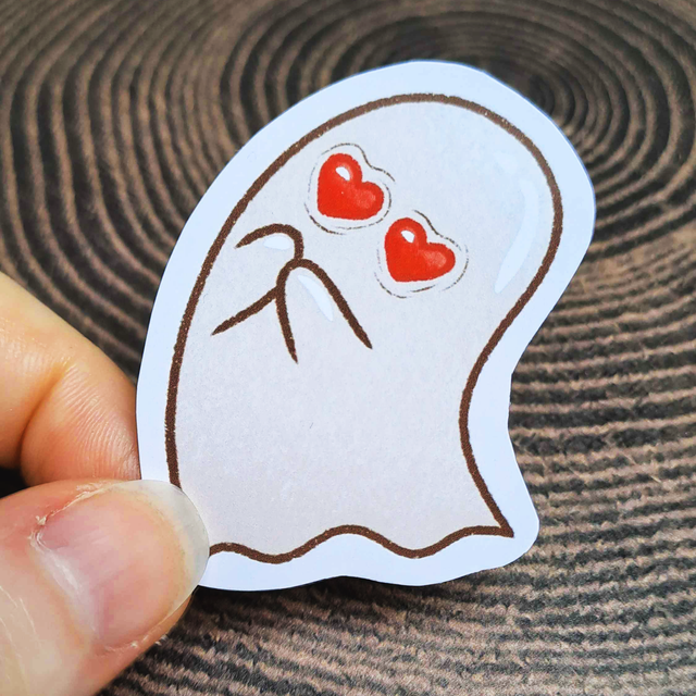 Ghost Heart Eyes Sticker
