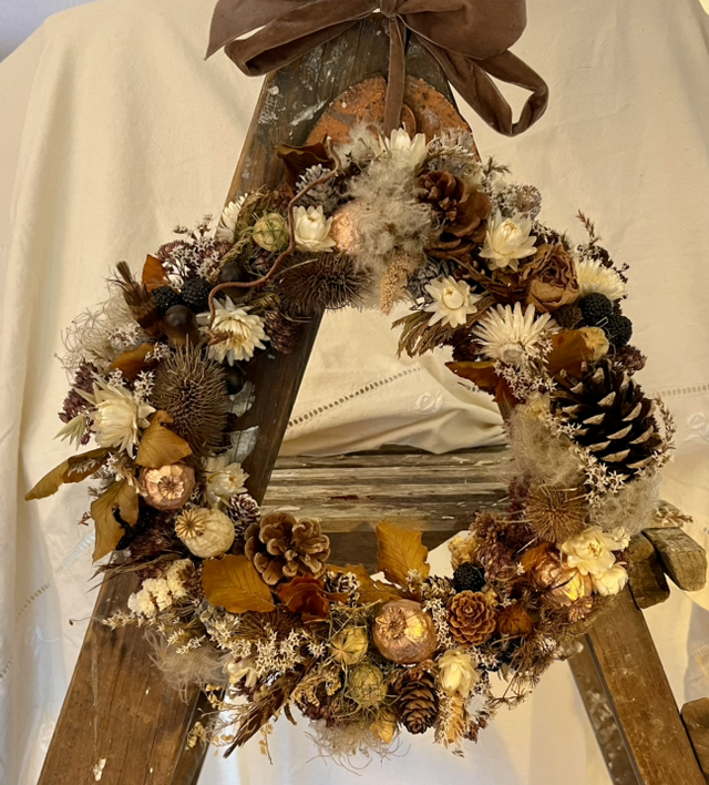 autumn wreath in neutral tones