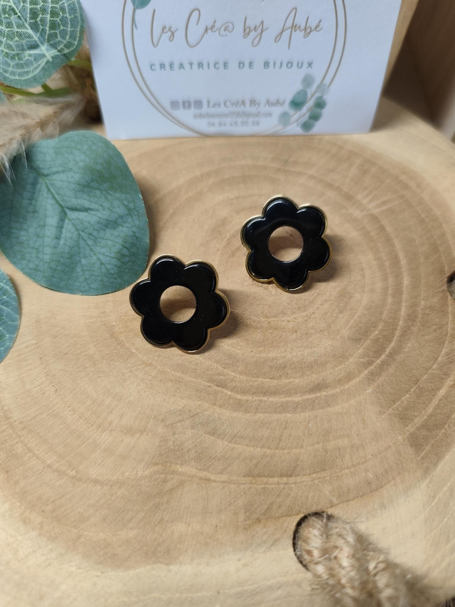 BO CHIC FLEUR NOIRE/ ACIER INOXI GOLD 0000785