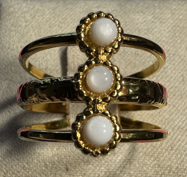 Bague 3 rangs cabochons Pierre de Lune
