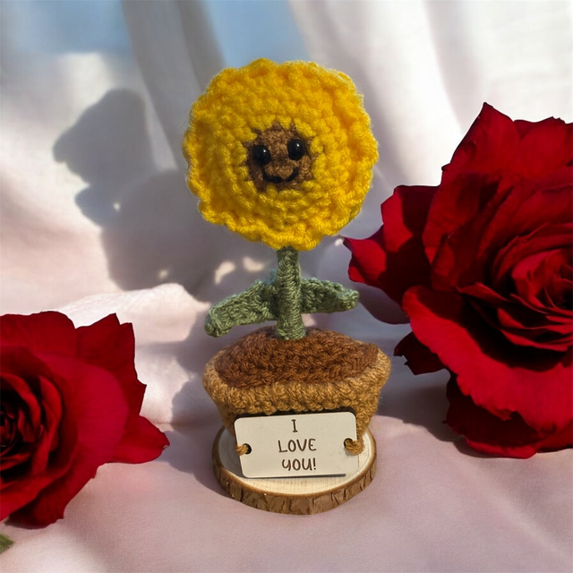 Crocheted positive pal (I LOVE YOU flower)