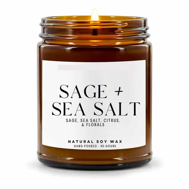 Sage &amp; Sea Salt Natural Soy Wax Candle