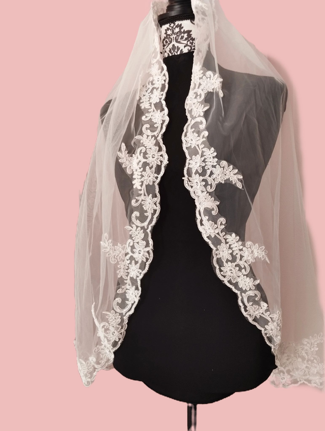Voile de mariée dentelle 90 cm
