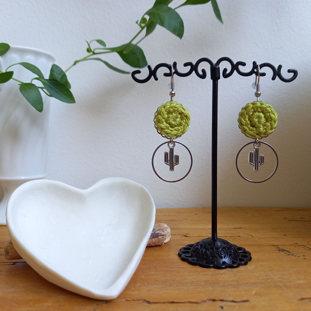 Boucles d'oreille Ce que j'aime vraiment - vert anis