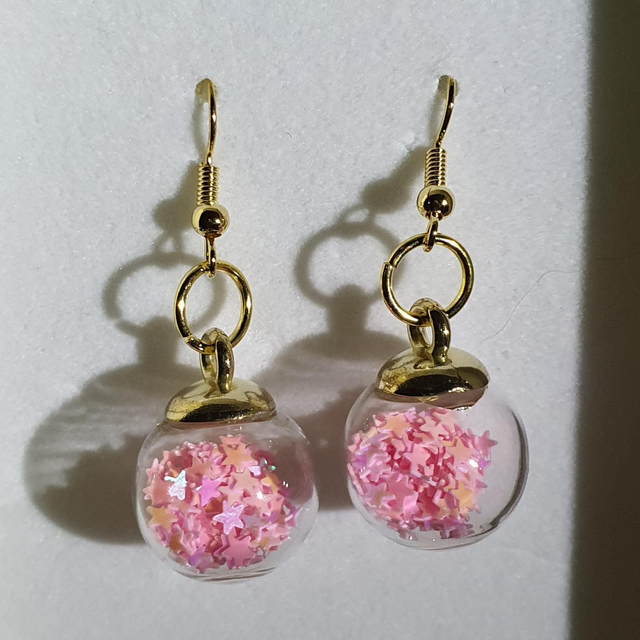 Light pink Christmas bauble earrings