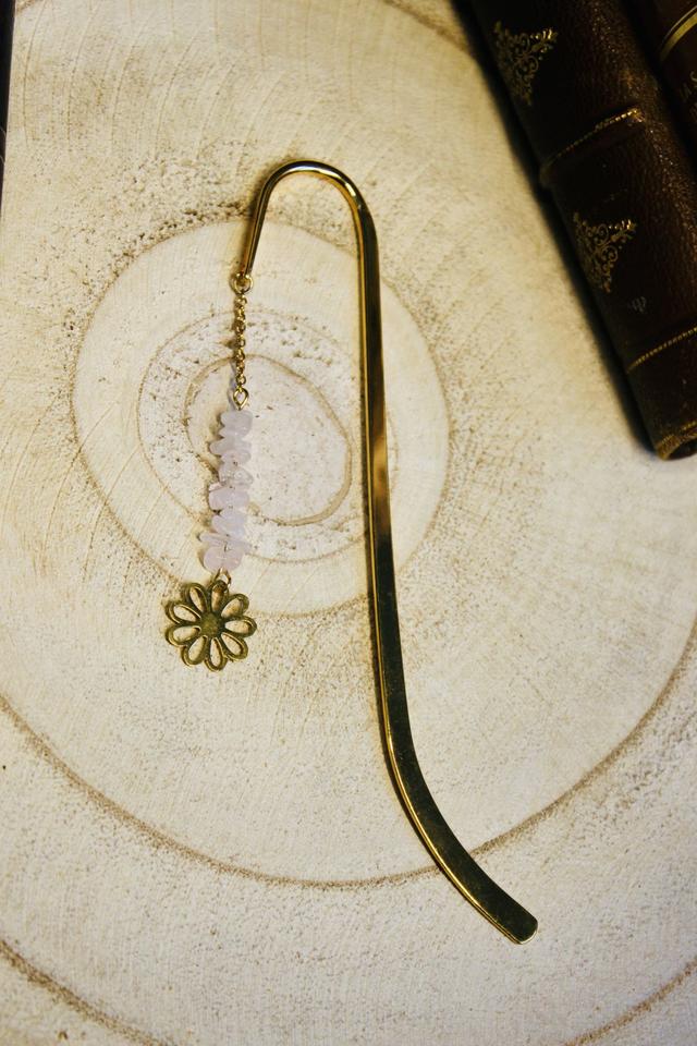 Marque page personnalisable fleur doré