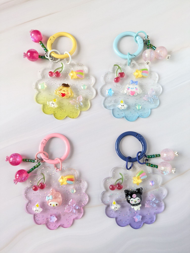 Porte-clé plaque Biscuit Cerise