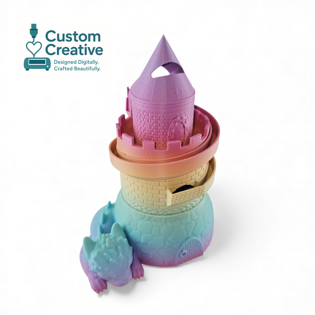 Dragon Tower Money Box – 3D Printed Castle Coin Bank with Guard Dragon