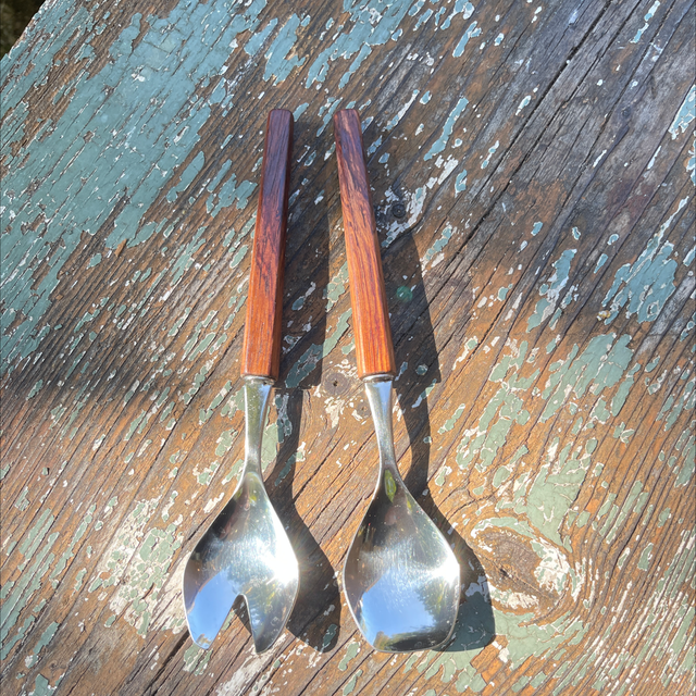 Salatbesteck Mid-Century Holz/ Edelstahl