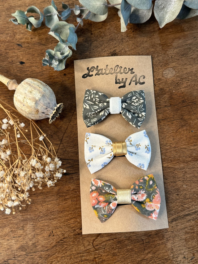 Lot de 3 barrettes anti-glisse nœud