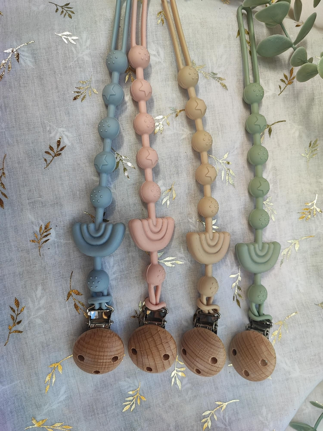Attaches-sucettes Bébé - Silicone &amp; Bois Naturel