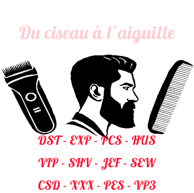 fichier broderie barbe kit - Cadre 10x10 & 15x15 / 12 Formats
