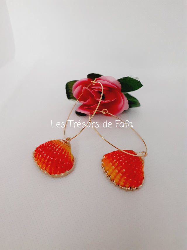 Boucles d'oreilles coquillage orange