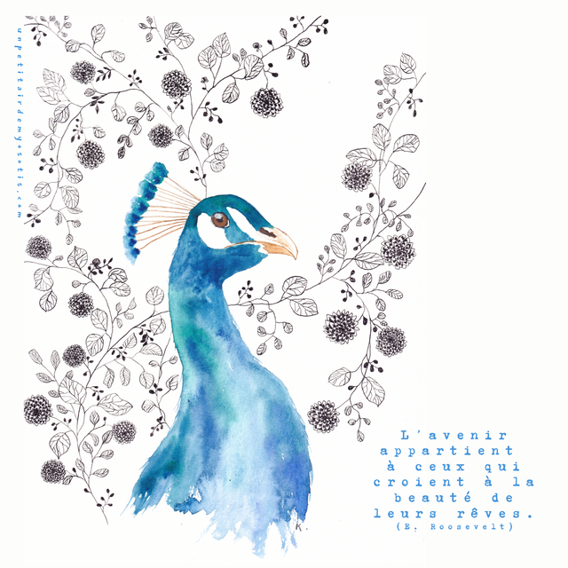 Carte postale &quot;L&#039;avenir appartient&quot; - Paon