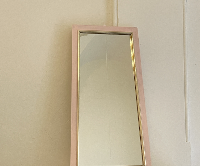 Rosa Kristall Spiegel Mid-Century 