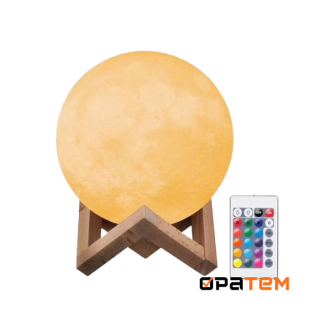 Luminária Lua Cheia 15 Cm Luz 3 Cores Com Umidificador 3d