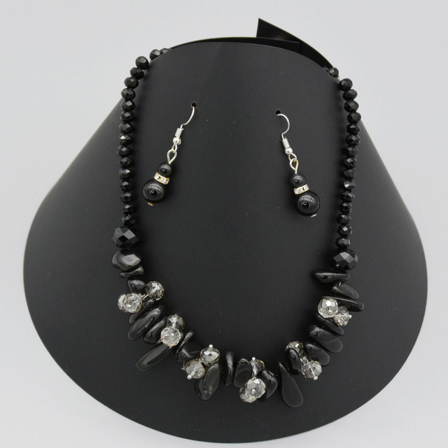 Parure de bijoux en onyx noir