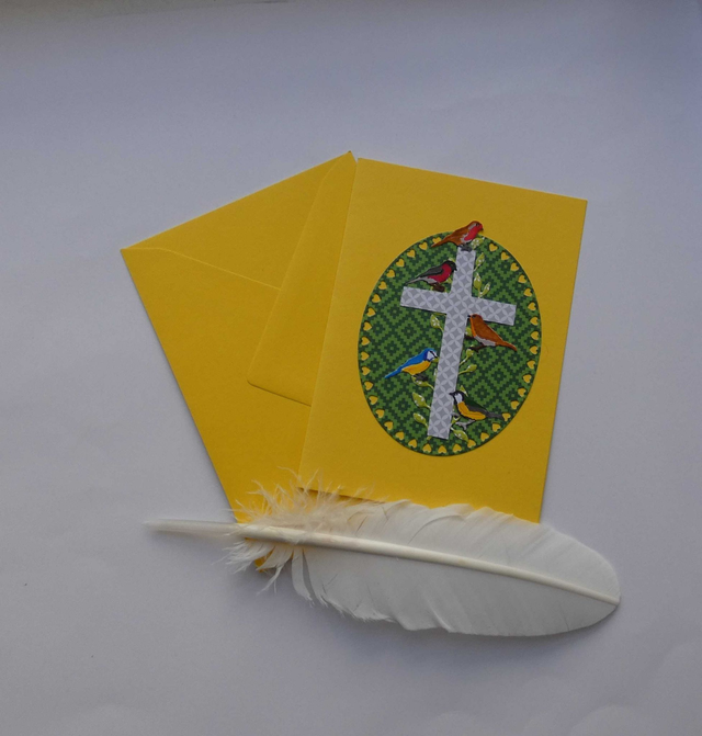 Carte artisanale aux oiseaux pour une confirmation