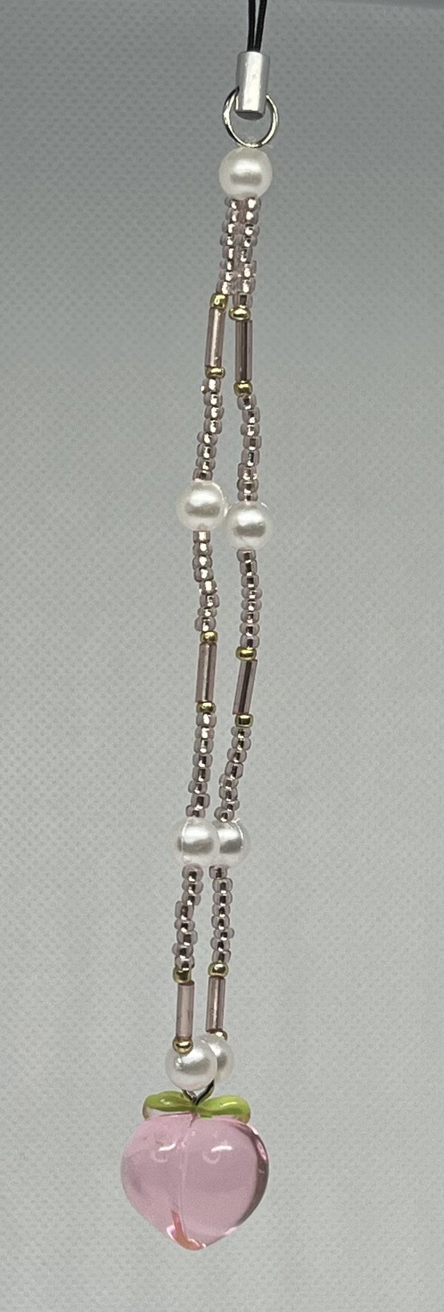 🍑 Bijou de téléphone Pêche - Perles rocailles et synthétique