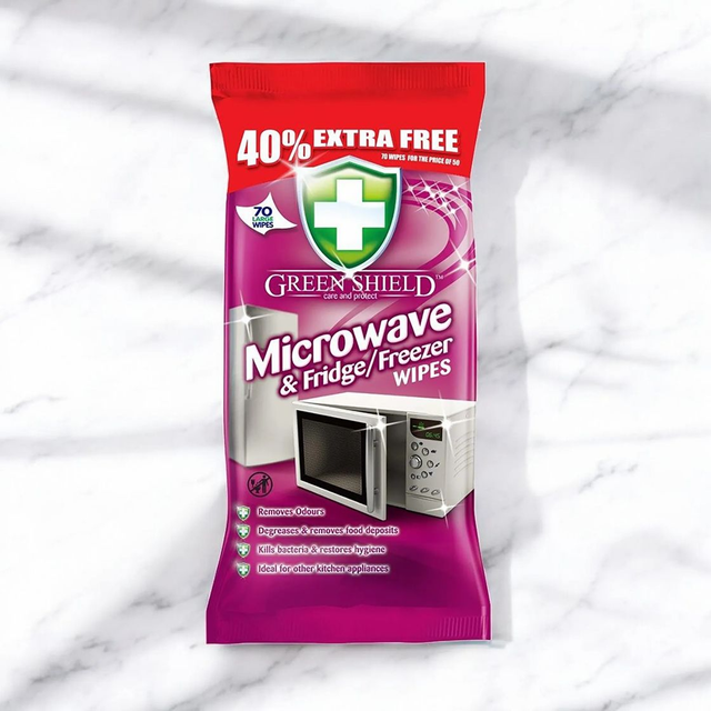 Green Shield Microwave And Fridge Wipes - 70 Pack