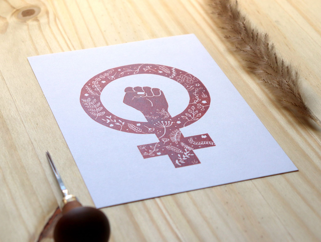 Linogravure A5 Sigle féministe (plusieurs coloris)