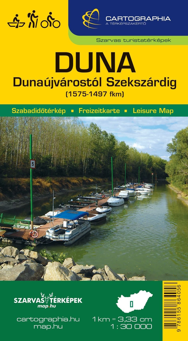 Duna (Dunaújváros-Szekszárd) vízisport-, kerékpáros és turistatérkép