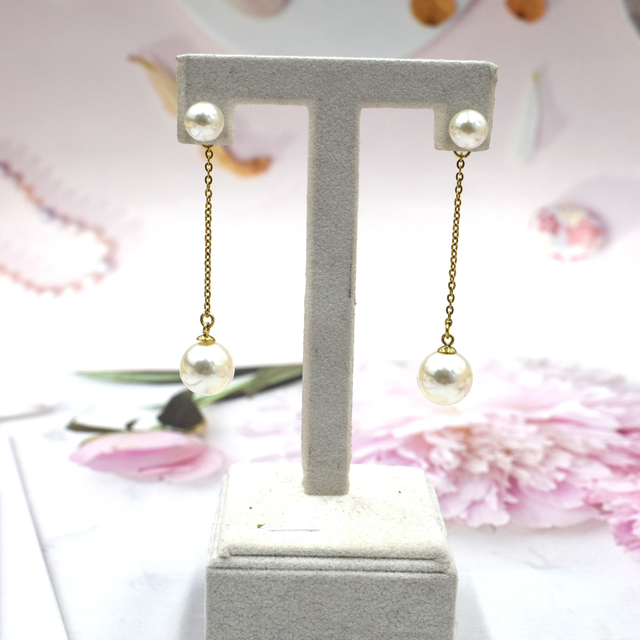 Boucles d’oreille double perle pendantes 
