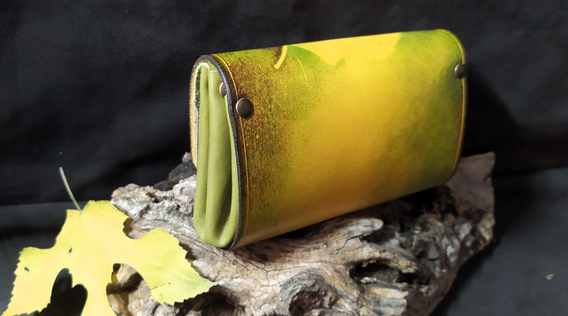 Porte Monnaie Soufflet- Feuille de figuier