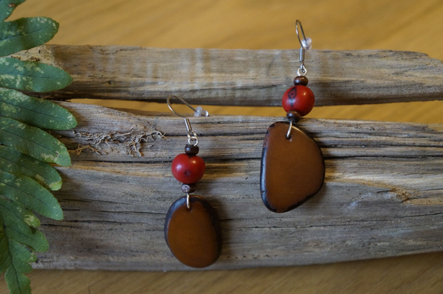 Chips marron avec graine rouge - Sur commande