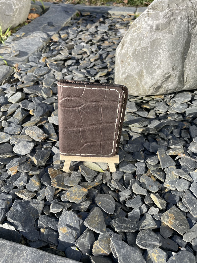 Porte-cartes double marron