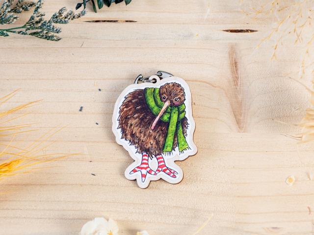 Holz Schlüsselanhänger - Kiwi